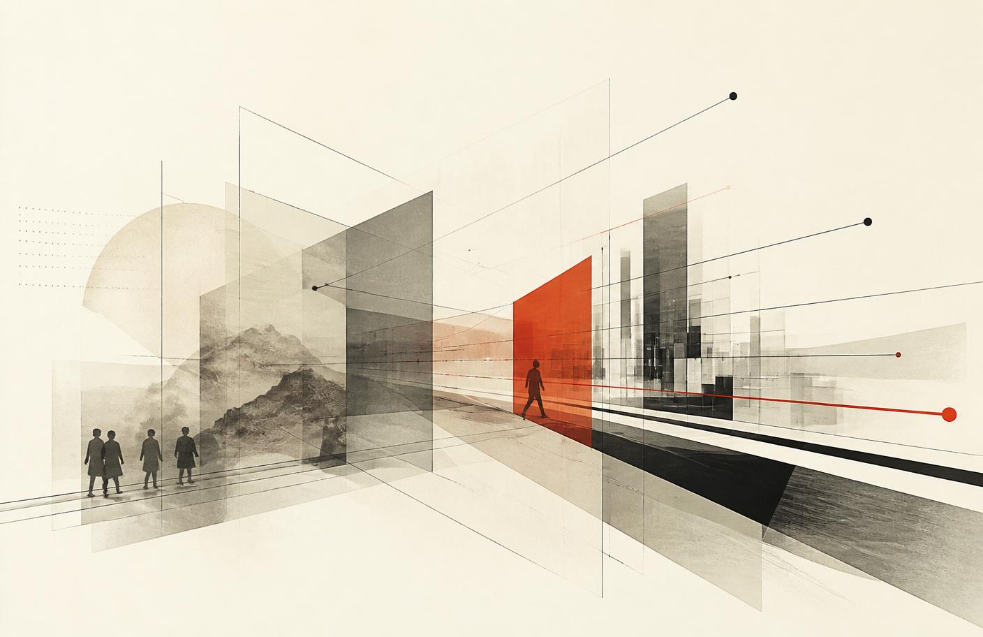 Abstract composition suggesting phased digital transformation and modernization